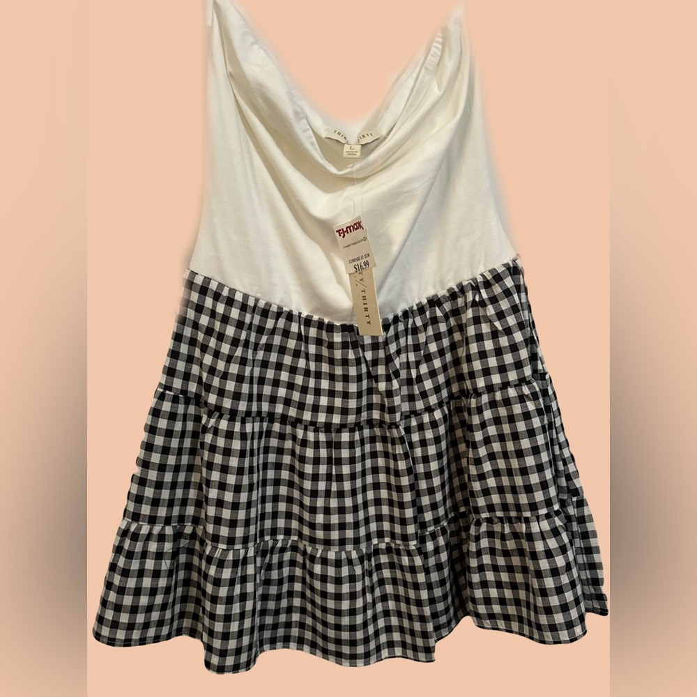 Stylish White and Black Gingham Dress